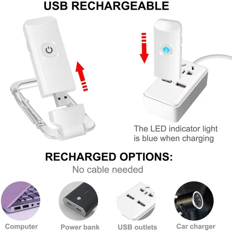 Portable Rechargeable Book Lamp – Flexible Clip-On LED Light with 3 Brightness Levels