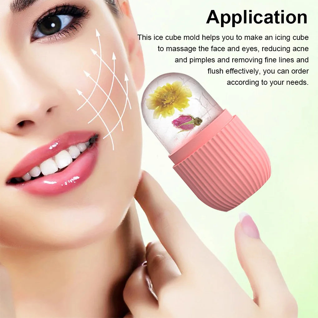 Facial Ice Cube Mold – Silicone Freezing Beauty Massager for Reducing Swelling and Hydrating Skin