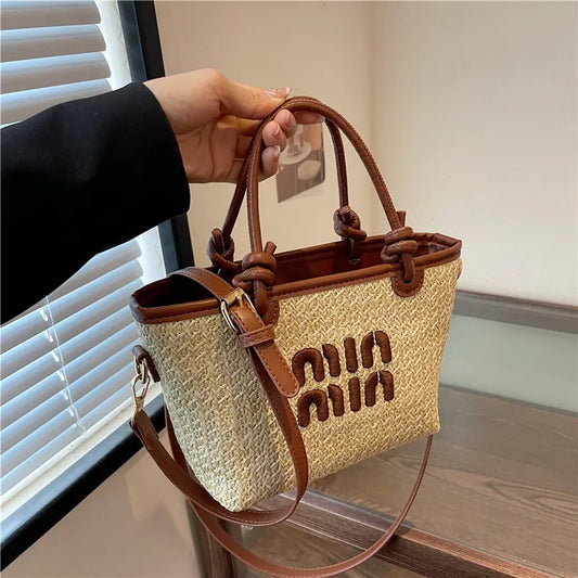 2024 Summer Luxury Beach Tote Shoulder & Crossbody Straw Bag for Women