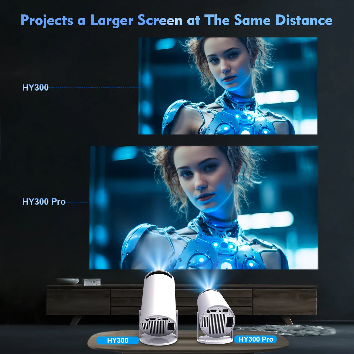 HY300 Pro 4K Projector – Android 11, Dual Wi-Fi 6, 260 ANSI Lumens, Bluetooth 5.0