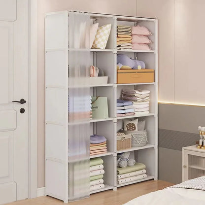 6/5 Layers Dustproof Wardrobe – High Capacity Open Bookshelf & Storage Cabinet for Bedroom