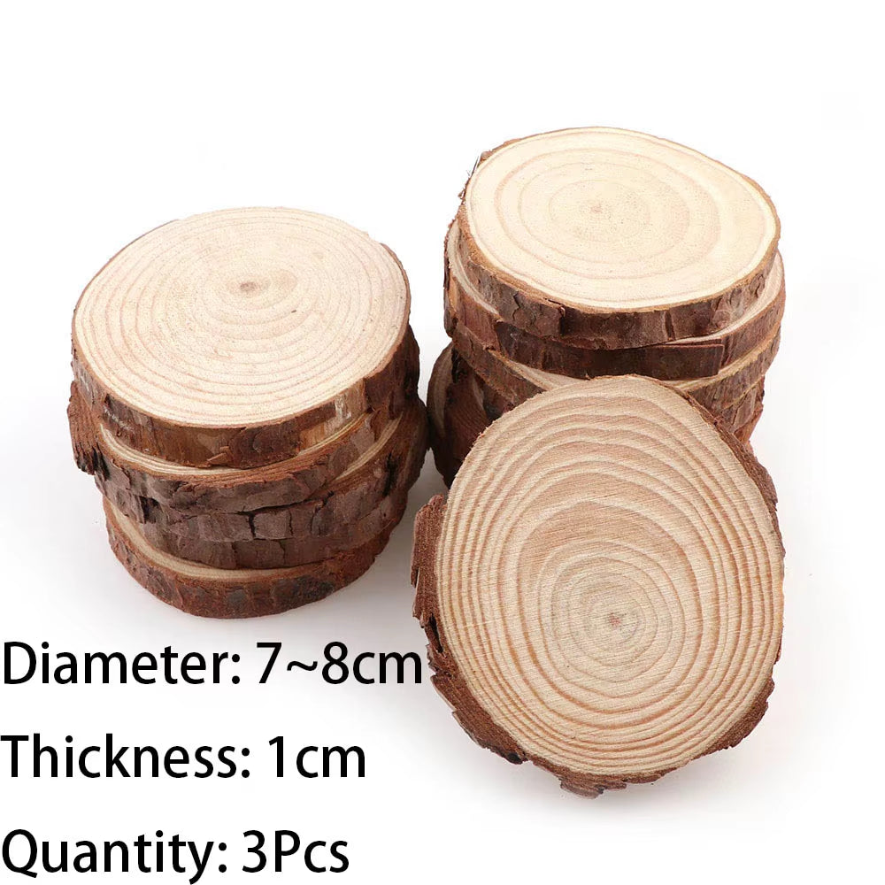 Natural Pine Wood Slices – Unfinished Round Discs with Tree Bark for DIY Crafts (3-16CM)