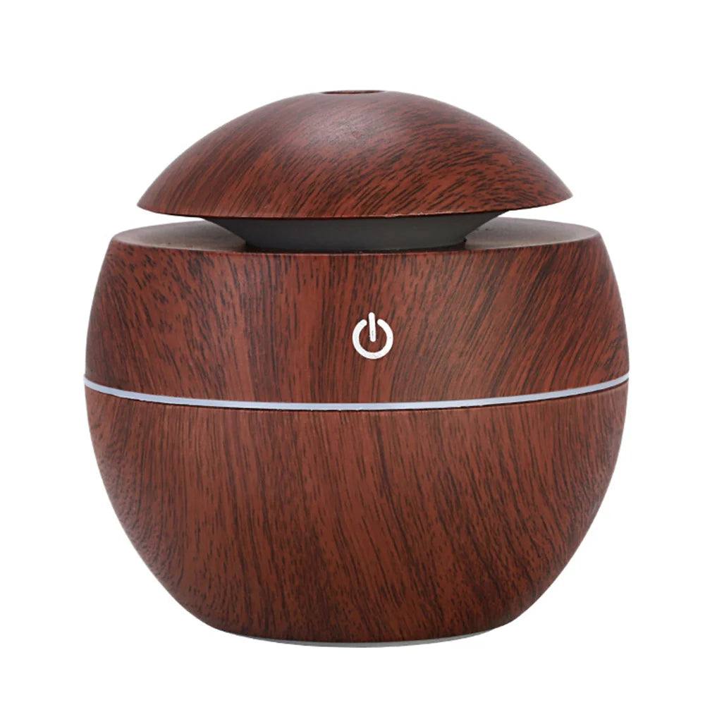 Electric Ultrasonic Humidifier & Aroma Diffuser - Wood Grain Essential Oil Mist Maker for Bedroom