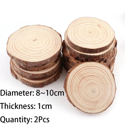 Natural Pine Wood Slices – Unfinished Round Discs with Tree Bark for DIY Crafts (3-16CM)