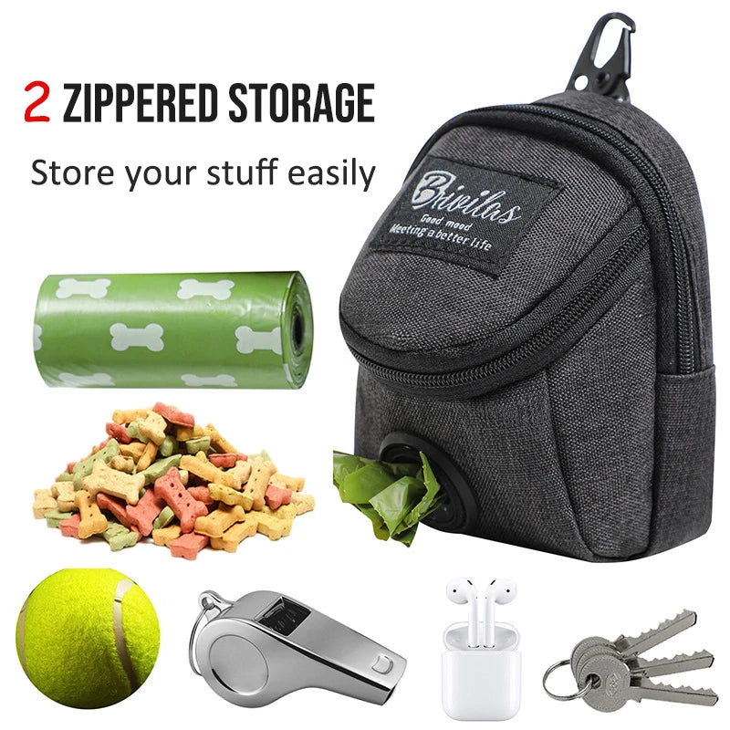 Portable Pet Dog Treat Pouch & Poop Dispenser – Multifunctional Training Bag for Outdoor Travel