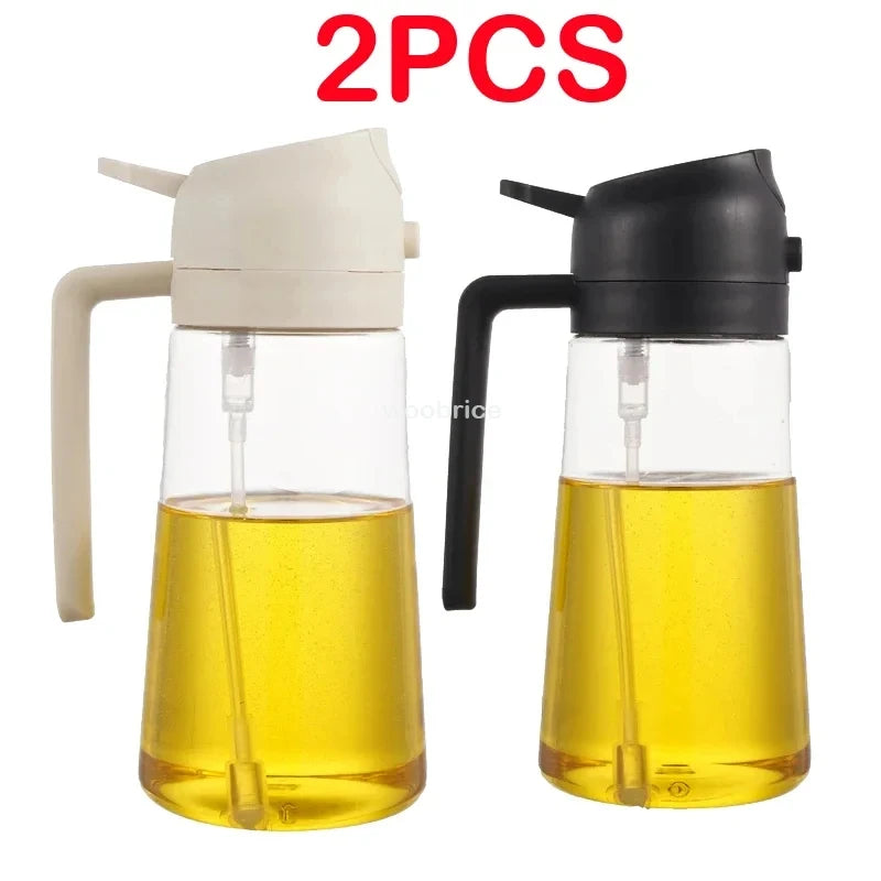 2-in-1 Olive Oil Spray Dispenser – Comfortable Handle for Barbecue, Air Frying, Oven, and Camping