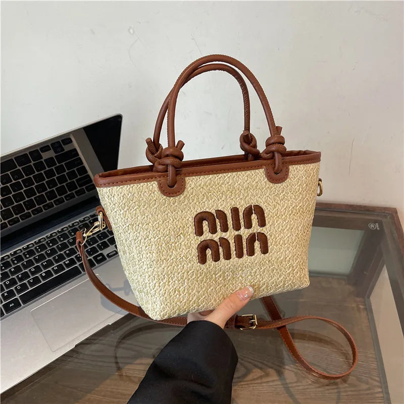 2024 Summer Luxury Beach Tote Shoulder & Crossbody Straw Bag for Women