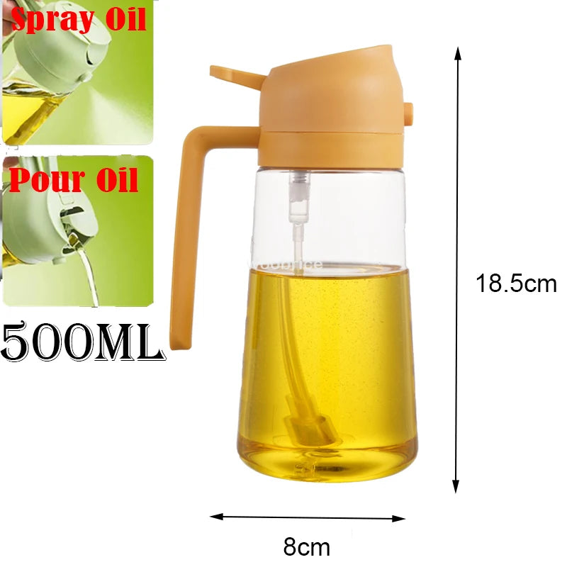 2-in-1 Olive Oil Spray Dispenser – Comfortable Handle for Barbecue, Air Frying, Oven, and Camping