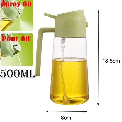 2-in-1 Olive Oil Spray Dispenser – Comfortable Handle for Barbecue, Air Frying, Oven, and Camping