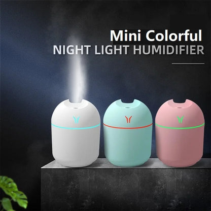 250ML USB Mini Air Humidifier & Aroma Essential Oil Diffuser – Ultrasonic Mist Maker with LED Color Lamp