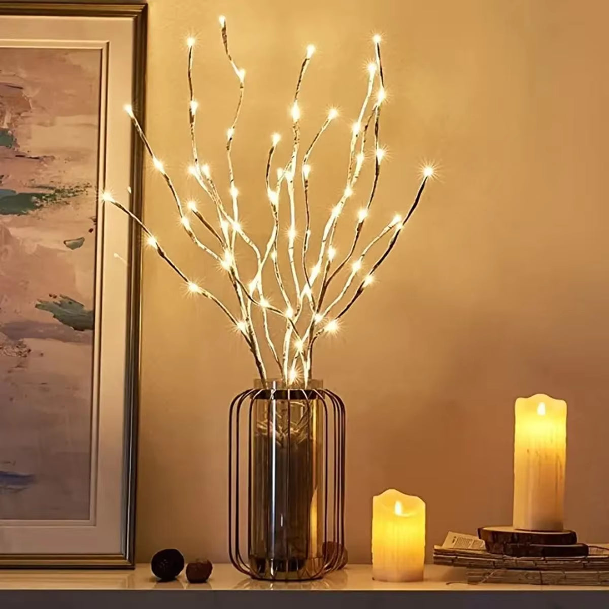 1 PC White Birch Branch LED Light – Battery Operated Festive Twig Light for Christmas & Wedding Decor