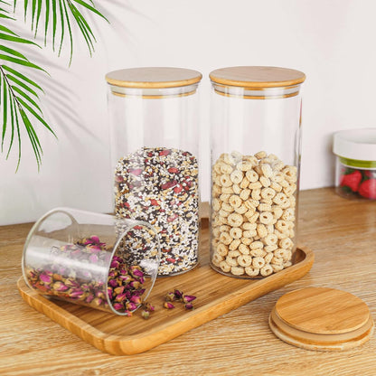 Food Storage Jar – 18.6 FL OZ (550 ML) Glass Canister with Airtight Bamboo Lid