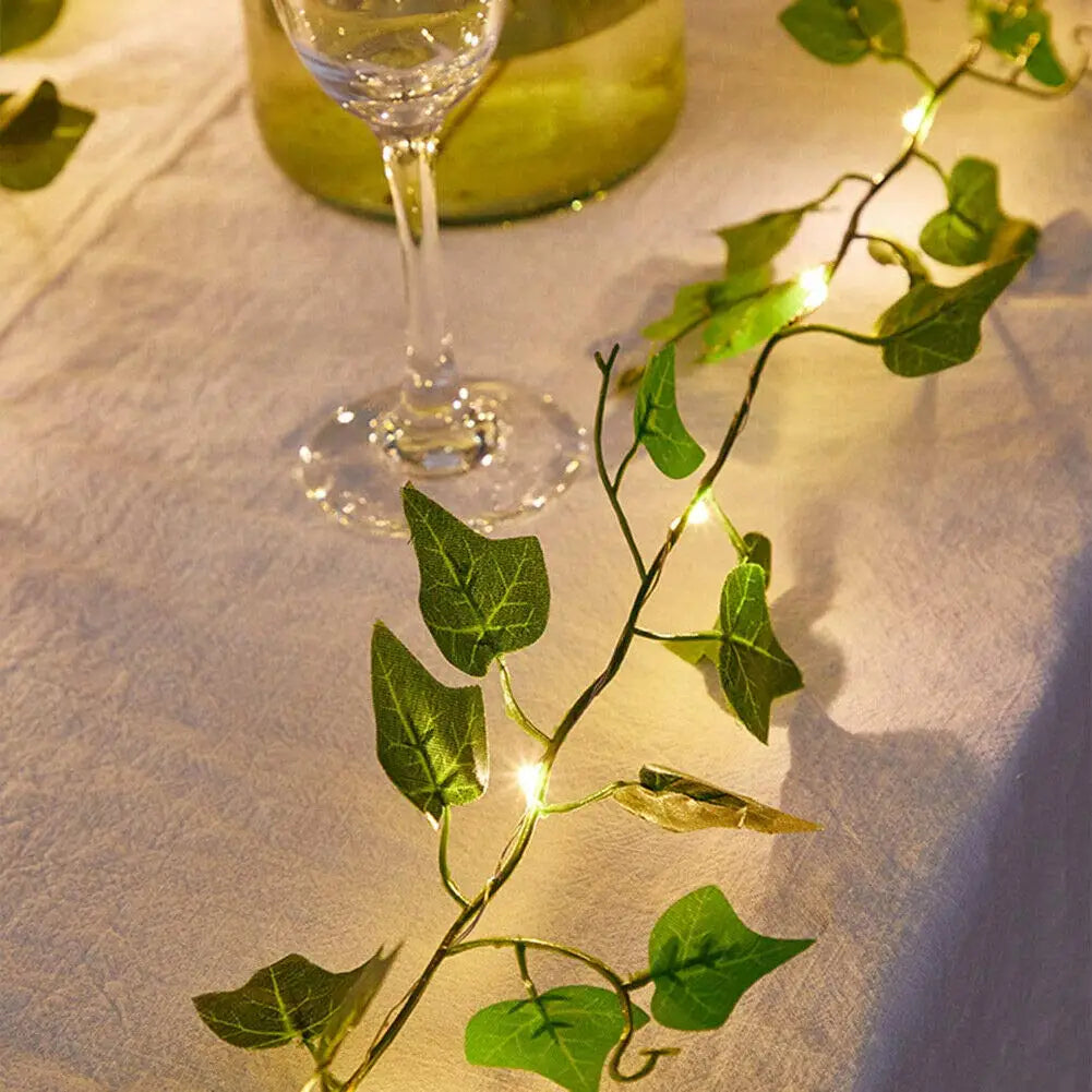 Solar String Lights with Artificial Leaf & Flower Garland – Perfect for Outdoor Decor, Weddings, and Parties