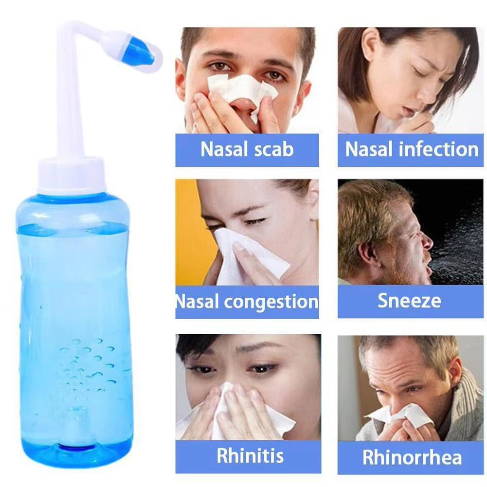 Nasal Wash Cleaner for Adults and Children – 300ml Sinus Rinse Neti Pot for Allergy Relief