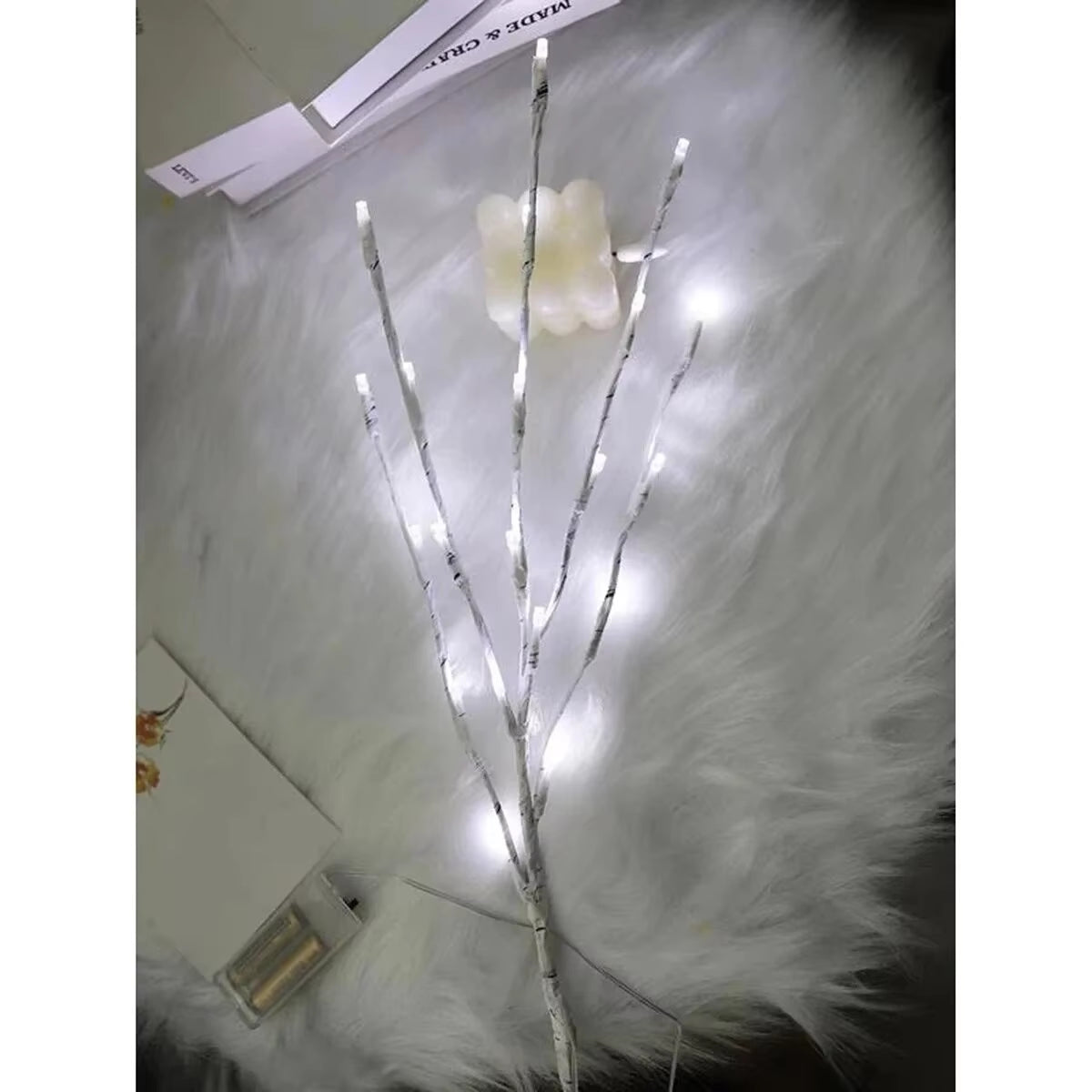 1 PC White Birch Branch LED Light – Battery Operated Festive Twig Light for Christmas & Wedding Decor