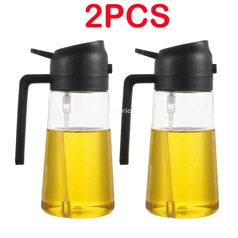 2-in-1 Olive Oil Spray Dispenser – Comfortable Handle for Barbecue, Air Frying, Oven, and Camping