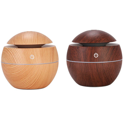 Electric Ultrasonic Humidifier & Aroma Diffuser - Wood Grain Essential Oil Mist Maker for Bedroom