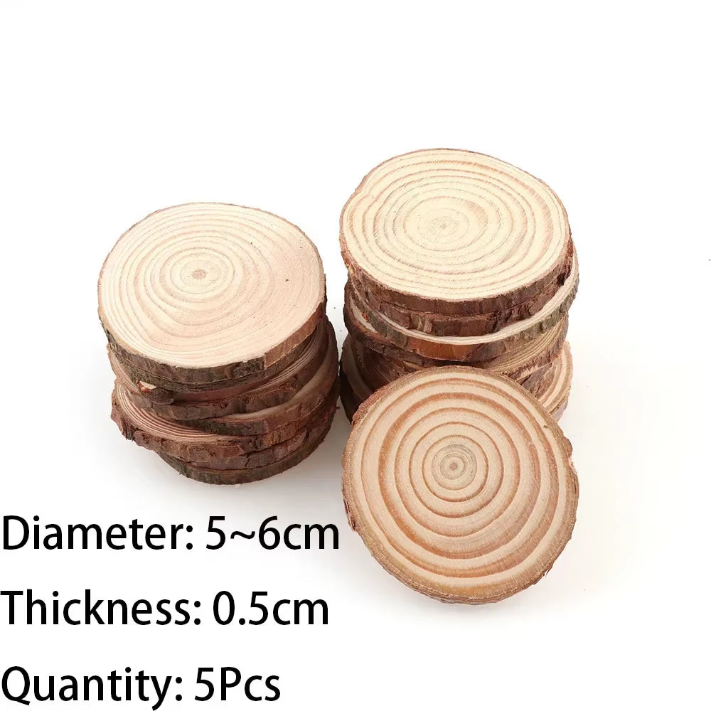 Natural Pine Wood Slices – Unfinished Round Discs with Tree Bark for DIY Crafts (3-16CM)