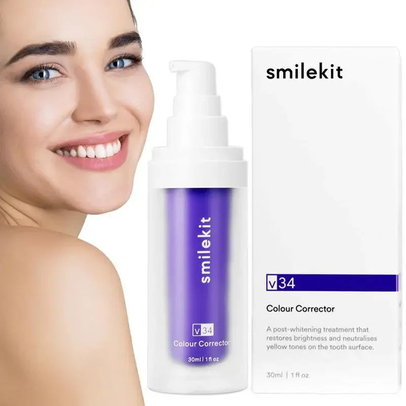 V34 SmileKit Purple Whitening Toothpaste – Stain Removal & Teeth Brightening Care (30ml)