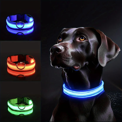  Reflective LED Dog Collar for Night Safety – Durable Geometric Patterned Design