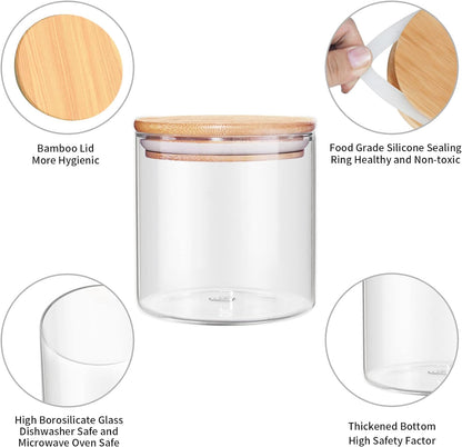 Food Storage Jar – 18.6 FL OZ (550 ML) Glass Canister with Airtight Bamboo Lid