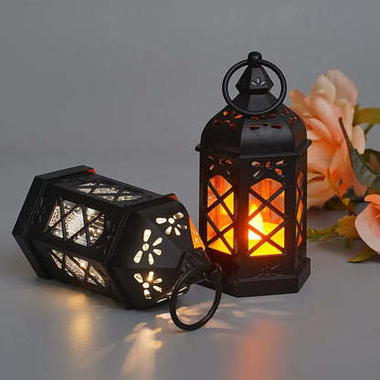 Retro Desktop Lamp – Creative Hexagonal Wind Lamp with LED for Atmosphere Decoration