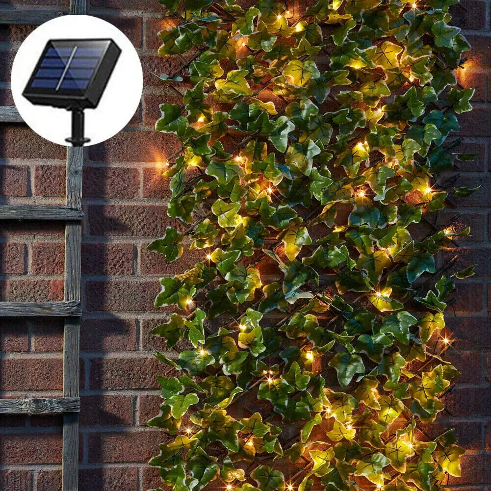 Solar String Lights with Artificial Leaf & Flower Garland – Perfect for Outdoor Decor, Weddings, and Parties