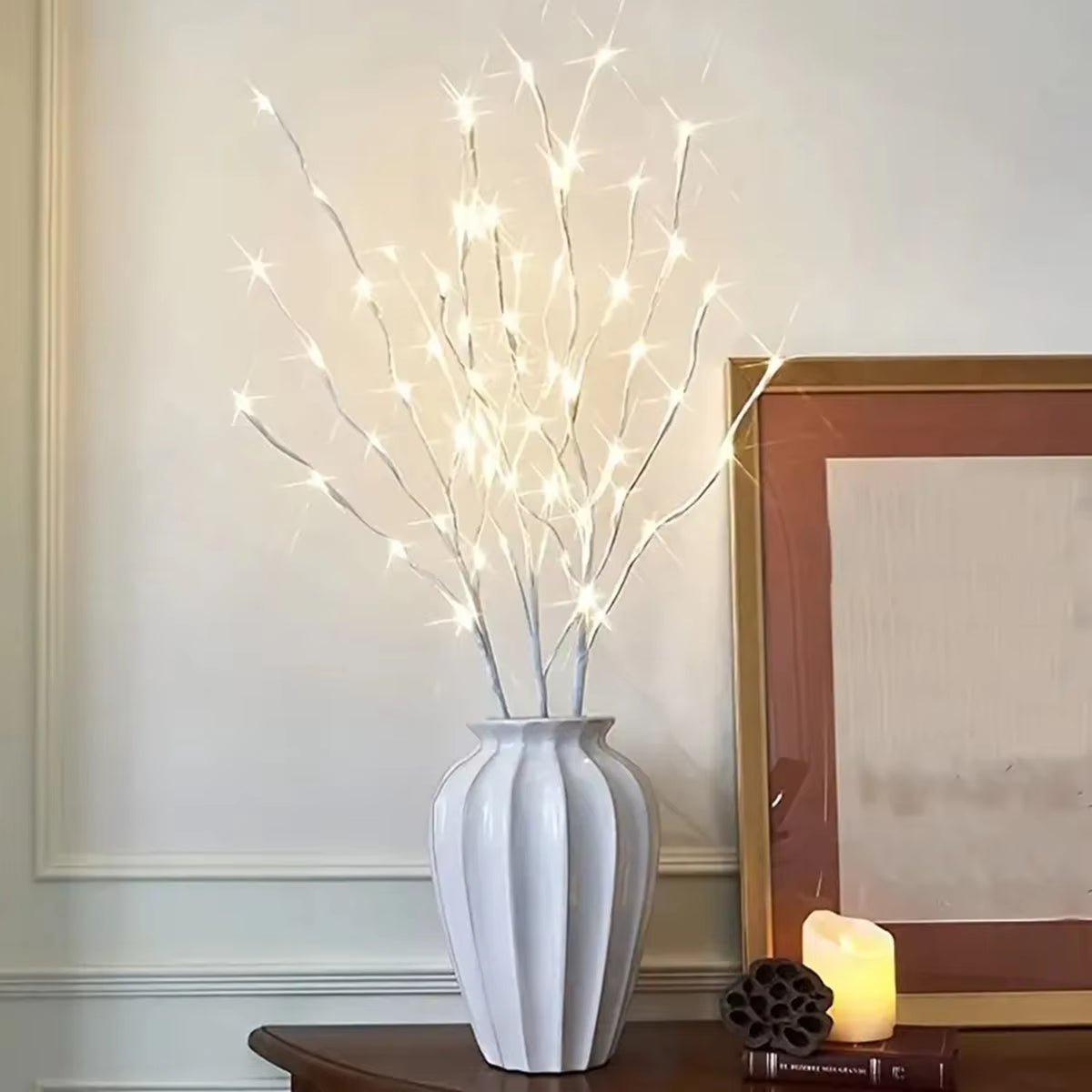 1 PC White Birch Branch LED Light – Battery Operated Festive Twig Light for Christmas & Wedding Decor