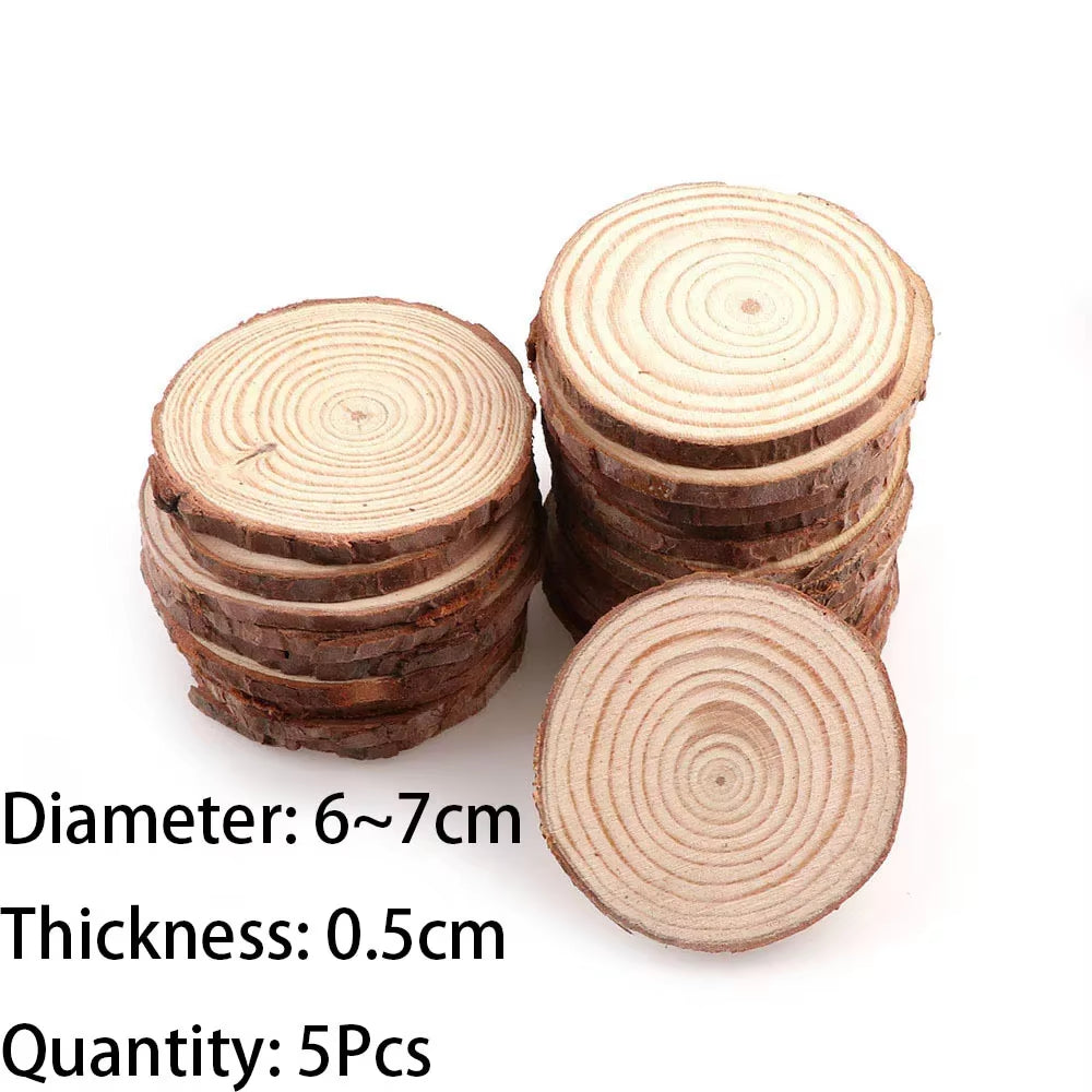 Natural Pine Wood Slices – Unfinished Round Discs with Tree Bark for DIY Crafts (3-16CM)