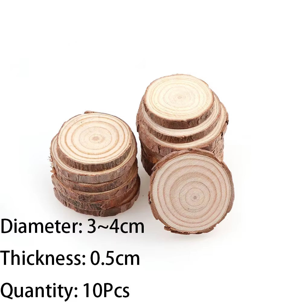 Natural Pine Wood Slices – Unfinished Round Discs with Tree Bark for DIY Crafts (3-16CM)