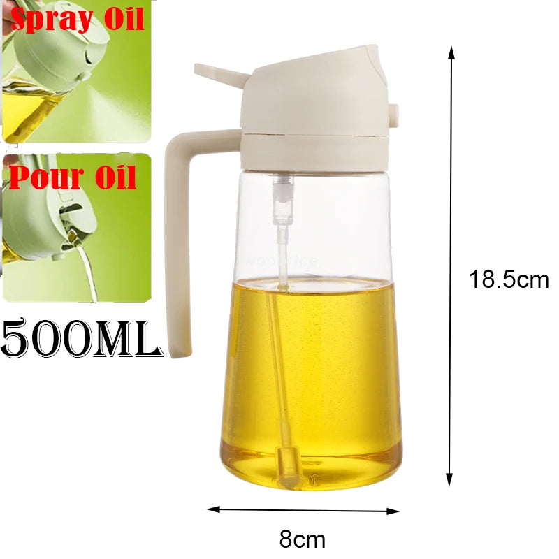 2-in-1 Olive Oil Spray Dispenser – Comfortable Handle for Barbecue, Air Frying, Oven, and Camping