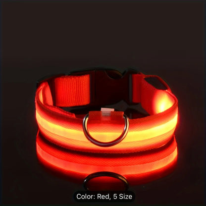  Reflective LED Dog Collar for Night Safety – Durable Geometric Patterned Design