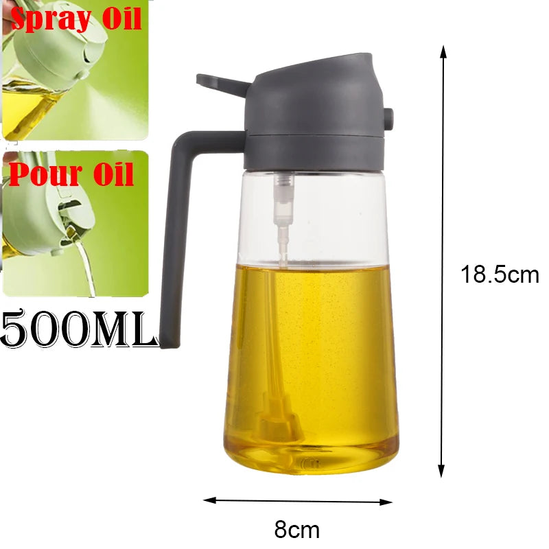 2-in-1 Olive Oil Spray Dispenser – Comfortable Handle for Barbecue, Air Frying, Oven, and Camping