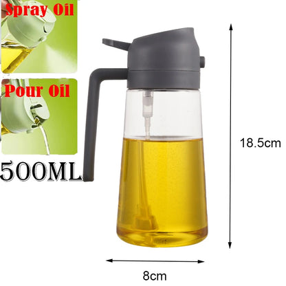 2-in-1 Olive Oil Spray Dispenser – Comfortable Handle for Barbecue, Air Frying, Oven, and Camping