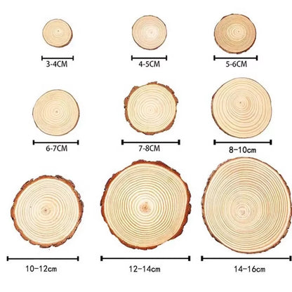 Natural Pine Wood Slices – Unfinished Round Discs with Tree Bark for DIY Crafts (3-16CM)