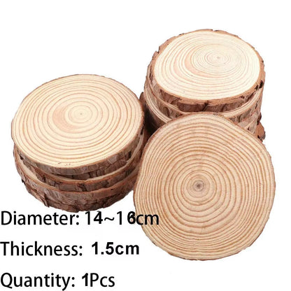 Natural Pine Wood Slices – Unfinished Round Discs with Tree Bark for DIY Crafts (3-16CM)