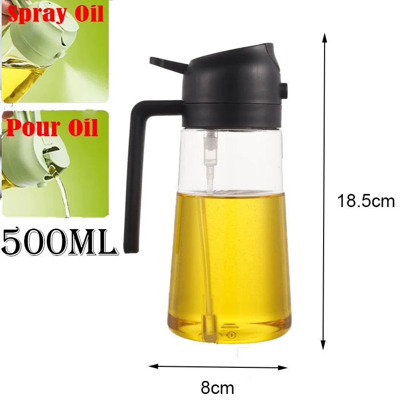 2-in-1 Olive Oil Spray Dispenser – Comfortable Handle for Barbecue, Air Frying, Oven, and Camping