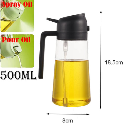 2-in-1 Olive Oil Spray Dispenser – Comfortable Handle for Barbecue, Air Frying, Oven, and Camping