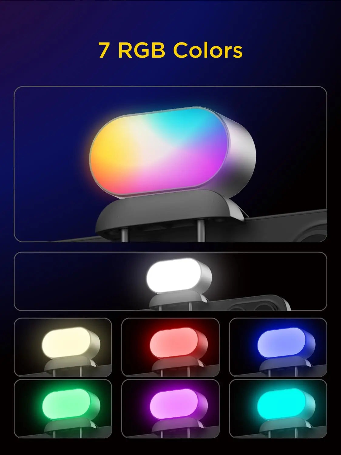  AOCHUAN RGB Magnetic Fill Light for Gimbal – LED Video Photography Light with 3 Brightness Levels & 7 Color Adjustments