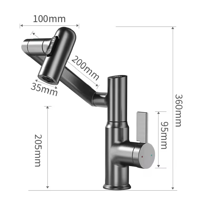 Digital Display LED Basin Faucet – 360° Rotating Multi-Function Hot & Cold Water Sink Mixer